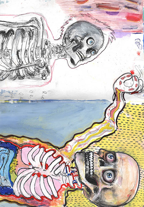 A skeleton times 2. Having fun in a sketchbook